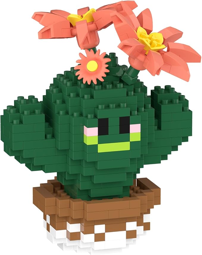 Desert Mini Cute Cactus Succulent Plants Bonsai Building Toy Potted Plant Blocks Particle Flower Botanical