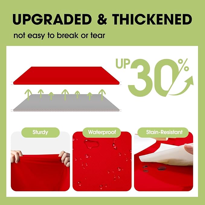 Pureegg Plastic Table Cloth Disposable 8 Pack, 54 x 108 Inch Table Cloths, Valentines Day, Thanksgiving, Christmas Decorations, Fall Tablecloths, Rectangle, Plastic Cover, Leakproof & Sturdy, Red