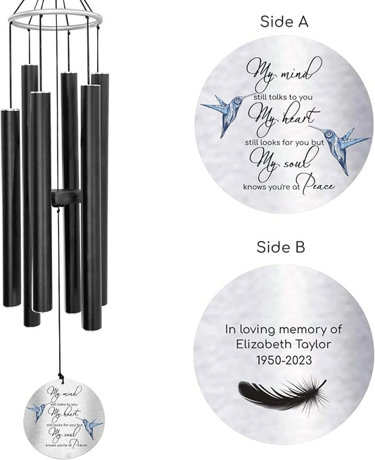 Personalized 36" Bereavement Wind Chimes for Outside, Memorial Gift in Remembrance of a Loved One, Sympathy Gift for Loss of Mother Father Husband, Garden Patio Decor