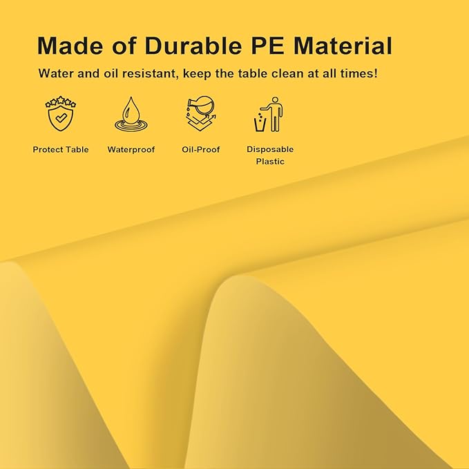 12 Pack Rectangular Disposable Yellow Tablecloth, Yellow Plastic Table Cloths for Parties Disposable, 54x108 in Waterproof Tablecloth for Birthday Party Baby Shower Picnic Valentines