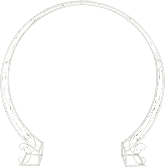 SAFAVIEH Outdoor Collection Mizell Antique White Lattice Wrought Iron Moon Gateway Arbor