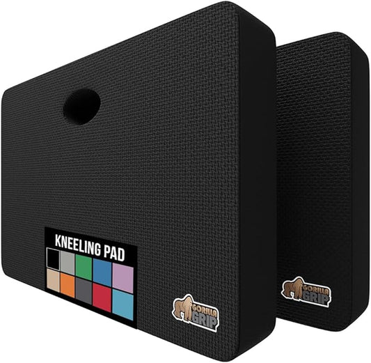 GORILLA GRIP Extra Thick Patent Pending Garden Kneeling Pad, 17.5 x 11 Inch Supportive Soft Foam Knee Cushioning for Gardening, Water Resistant, Bathing Baby Working Supplies, Lightweight 2 Pack Black