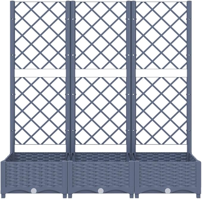 Garden Planter with Trellis, Trellis with Planter Box, Outdoor Raised Garden Bed for Climbing Plants, Garden Planter Box, Dark Gray 47.2"x15.7"x47.8" PP