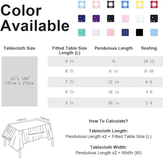 2 Pack Rectangular Disposable Light Blue Tablecloth, Light Blue Plastic Table Cloths for Parties Disposable, 54x108 in Waterproof Tablecloth for Birthday Party Baby Shower Picnic Valentines