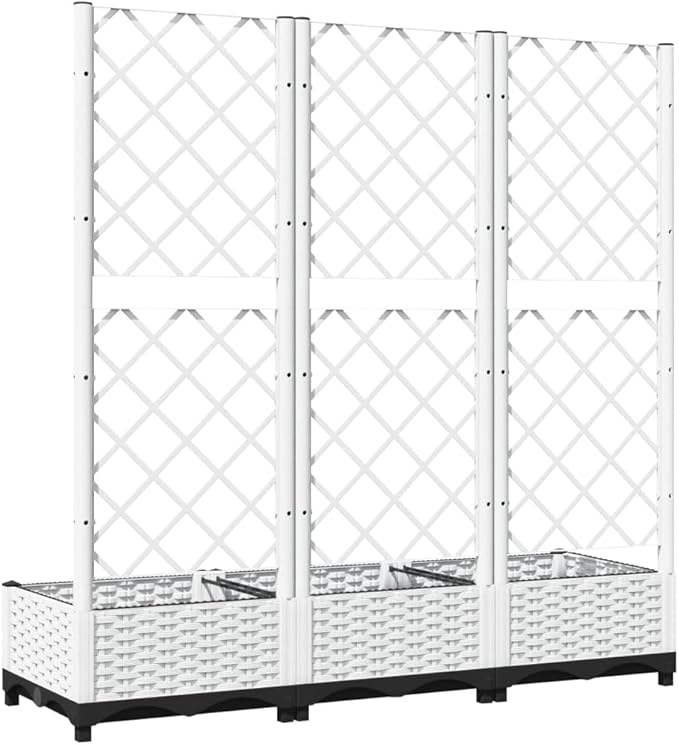 Garden Planter with Trellis, Trellis with Planter Box, Outdoor Raised Garden Bed for Climbing Plants, Raised Garden Bed Garden Planter Box, White 47.2"x15.7"x47.8" PP