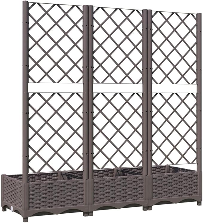 Garden Planter with Trellis, Trellis with Planter Box, Outdoor Raised Garden Bed for Climbing Plants, Raised Garden Bed Planter Box, Brown 47.2"x15.7"x47.8" PP