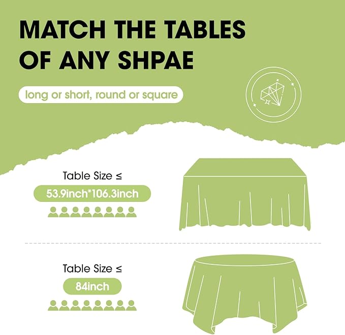 Pureegg Plastic Table Cloth Disposable 8 Pack, 54 x 108 Inch Table Cloths, Valentines Day, Thanksgiving, Christmas Decorations, Fall Tablecloths, Rectangle, Plastic Cover, Leakproof & Sturdy, Red