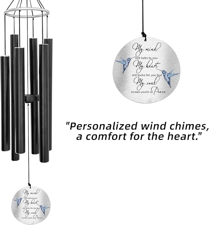 Personalized 36" Bereavement Wind Chimes for Outside, Memorial Gift in Remembrance of a Loved One, Sympathy Gift for Loss of Mother Father Husband, Garden Patio Decor