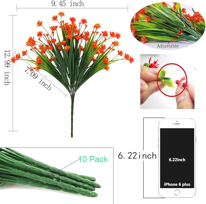 10 Bundles Artificial Daffodil Outdoors Flowers (Orange)
