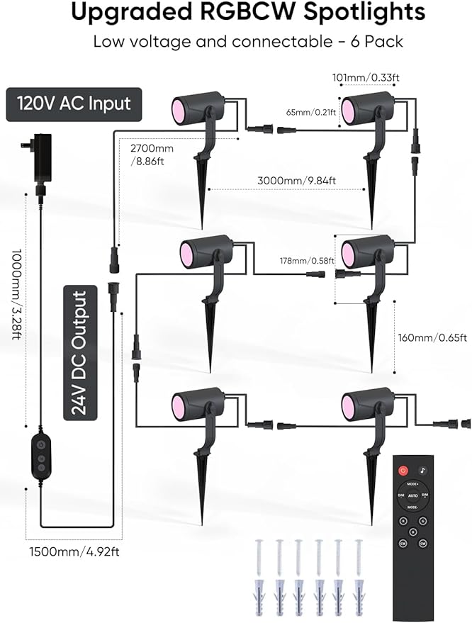 APPECK Smart Landscape Lighting Kit 36W, RGBCW Smart Landscape Lights 6 Pack, IP65 Waterproof Outdoor Spotlights, Alexa/Google Assistant Compatible, for Garden Pathway Yard Holiday Decor