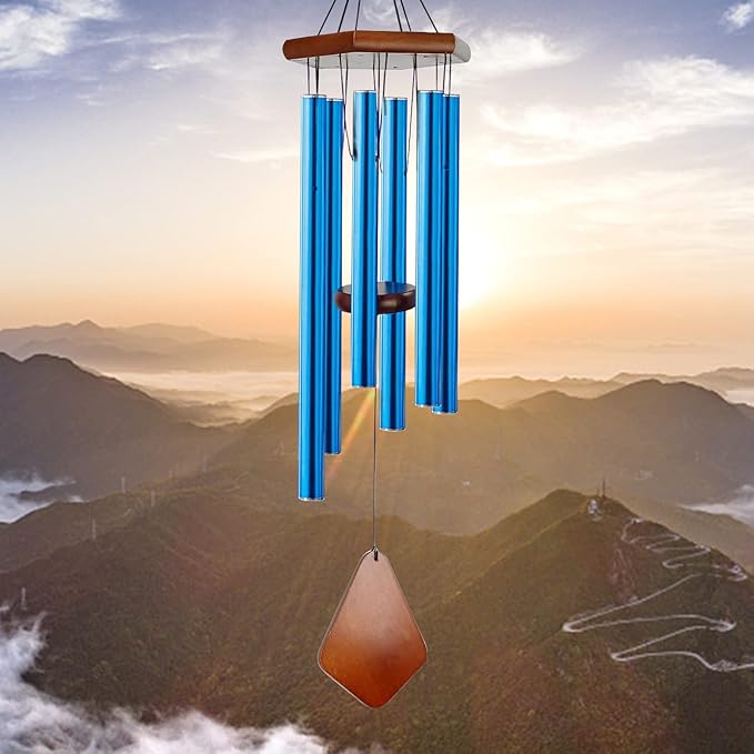 Wind Chimes for Outside, Windchime Outdoor with 6 Tuned Tubes, Elegant Chime for Garden Patio Decoration, Blue