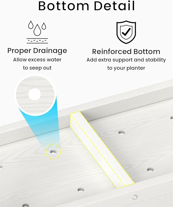 Small HDPE Raised Garden Bed, Elevated Planter Box with Legs, Outdoor All-Weather Planter Raised Beds for Seeds, Herb, Flower, Vegetable (White)