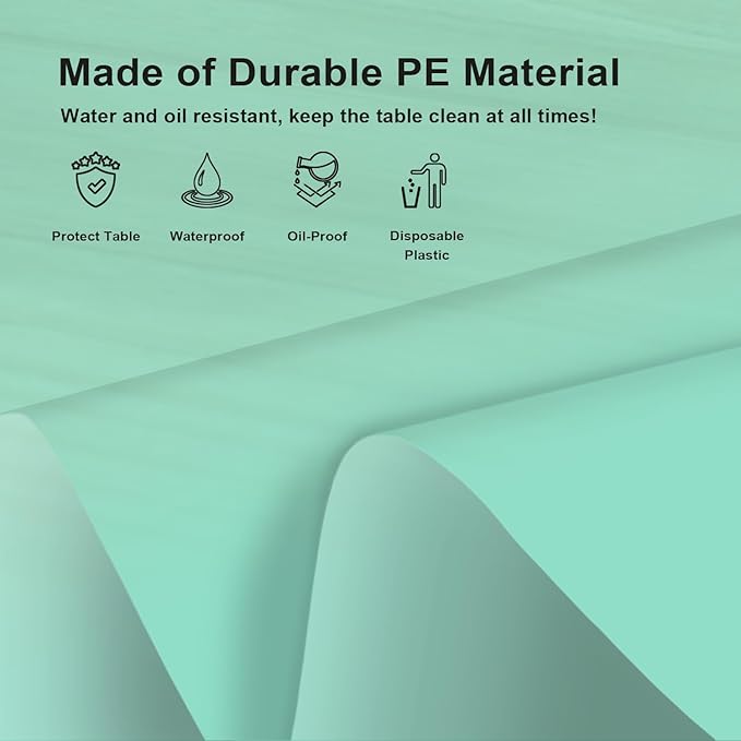 6 Pack Light Aqua Tablecloth, Rectangular Plastic Table Cloths for Parties Disposable, 54x108 in Waterproof Tablecloth for Birthday Party Baby Shower Picnic Valentines