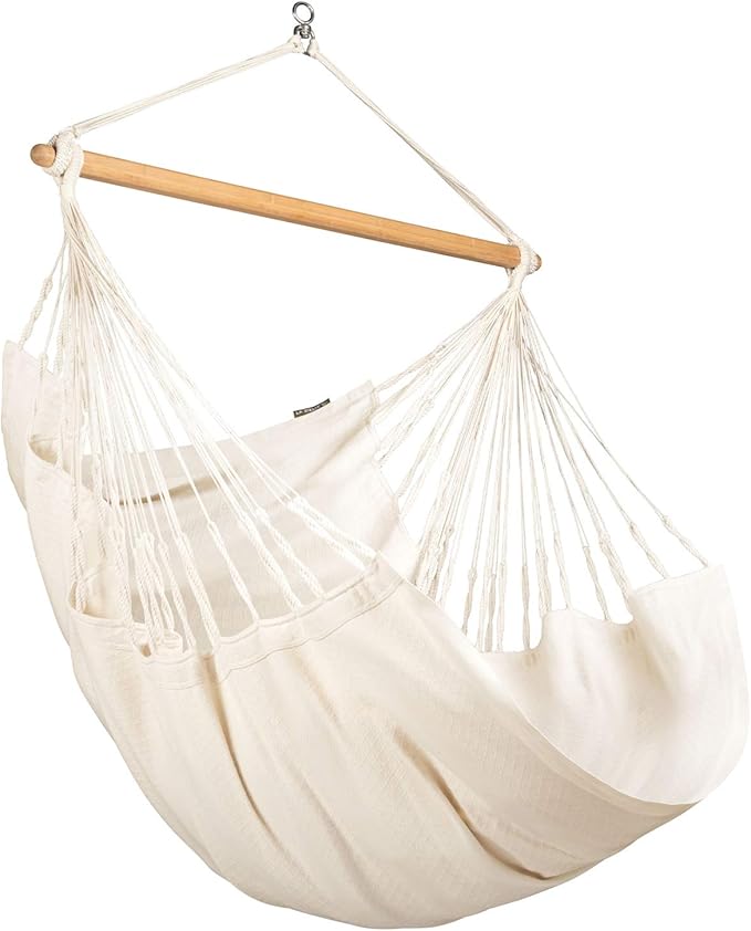 LA SIESTA® - Large Comfort Habana Cotton Hammock Chair & CasaMount - Hanging Chair w/Suspension Kit for Walls Ceilings & Square Beams - Indoor Outdoor Swing Hanging Chair Bedroom Balcony - Latte
