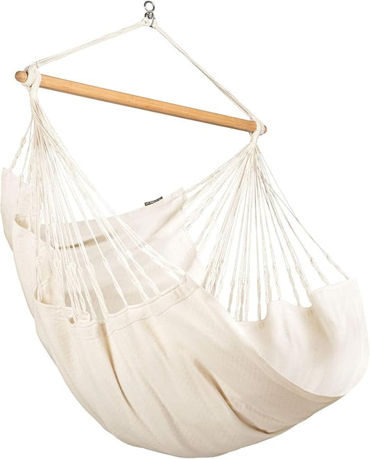 LA SIESTA® - Large Comfort Habana Cotton Hammock Chair & CasaMount - Hanging Chair w/Suspension Kit for Walls Ceilings & Square Beams - Indoor Outdoor Swing Hanging Chair Bedroom Balcony - Latte