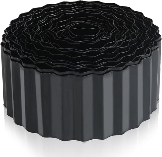 Metal Corrugated Garden Edging, 4" x 50Ft Landscape Edging for DIY Flower Beds, Flexible Bender Border for Lawn, Garden and Yard, Sturdy Galvanized Garden Edging, Black