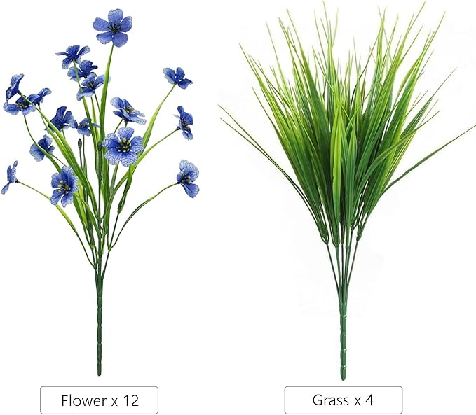 16pcs Outdoor Artificial Flowers UV Resistant Fake Flowers Bulk Artificial Flowers for Decoration Faux Silk Flowers for Garden Porch Window Box Hanging Planter Decorating