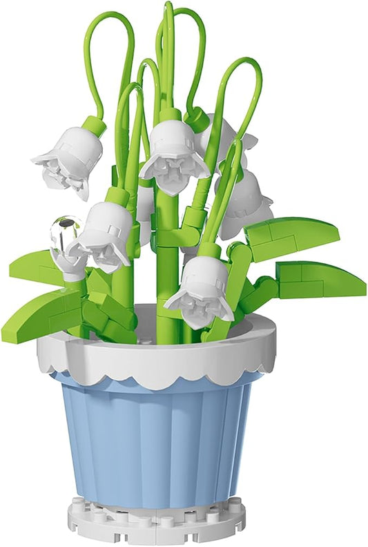 Lily of The Valley Mini Flower Potted Plant Bonsai Building Toy Blocks Particle Flower Botanical