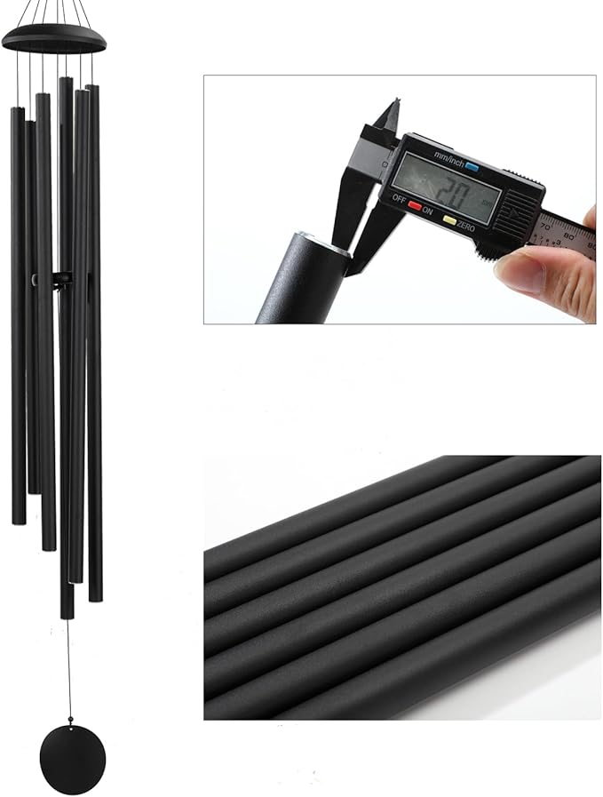 Large 65" Wind-Chimes-Outdoor-Deep-Tone, Soothing Melodic Tones Windchimes, Wind Chimes for Outside, Black Memorial Wind Chime Best Gift for Mom Women Grandma Neighbors