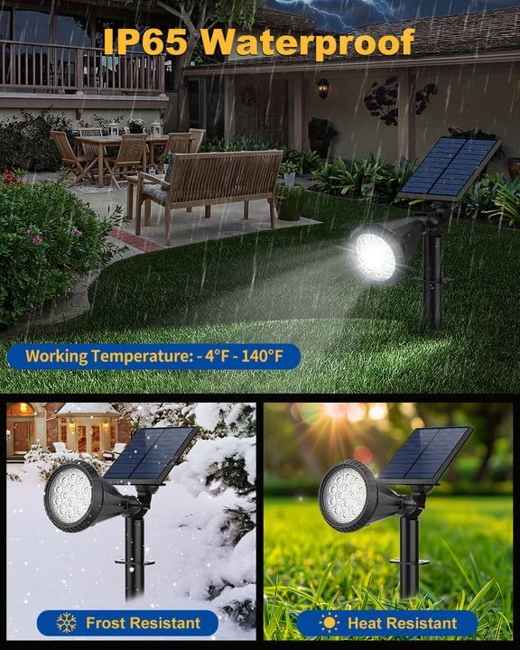 Solar Spot Lights Outdoor, 8 Pack Outdoor Solar Lights for Yard, 4 Lighting Mode Solar Landscape Spotlights with Auto On/Off, 2-in-1 Waterproof Wall Lights for Garden, Walkway (Cool White)