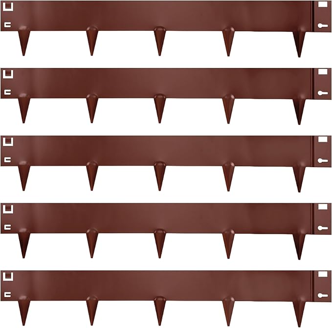 5 Pack Metal Landscape Edging, 42”L x 7”H Brown Bendable Steel Lawn Garden Edging Border, No Dig Edging for Landscaping Yard Pathway (16.5 Ft Total)