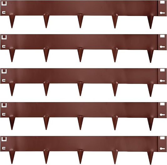 5 Pack Metal Landscape Edging, 42”L x 7”H Brown Bendable Steel Lawn Garden Edging Border, No Dig Edging for Landscaping Yard Pathway (16.5 Ft Total)