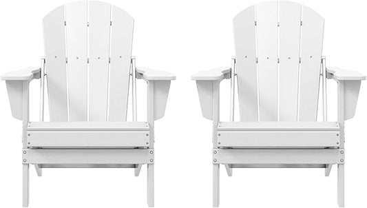 Westin Outdoors Laguna WO Home Furniture Adirondack Chair 2 PCS Set Outdoor Folding Patio Chair for Bon Fire Pit Garden Lawn Backyard Lounging Relaxing (White)