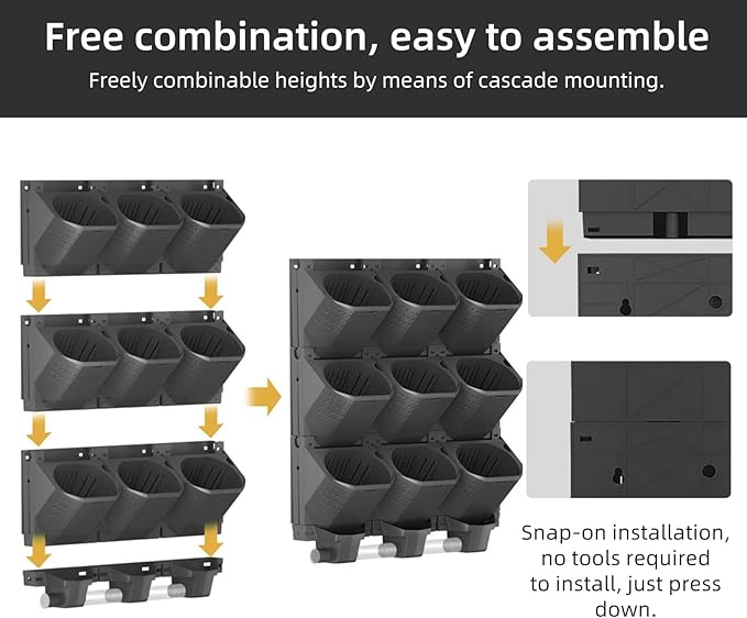 Self Watering Wall Planter with 36 Pots, Vertical Garden Planter for Indoor Plants, Wall Mounted planters Hanging Flower Herbs Vegetables, Wall Garden for Home (Black with Irrigation)