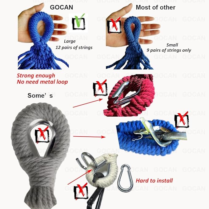 Brazilian Double Hammock 2 Person Extra Large 330X150cm Load Capacity 600Pound Canvas Cotton Hammock for Patio Porch Garden Backyard Lounging Outdoor and Indoor XXL(Grey)