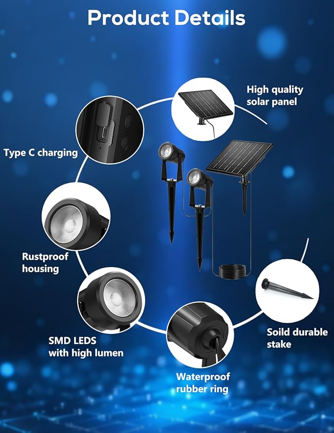 ZYAN Solar Landscape Spotlights Outdoor Waterproof IP65, LED Solar Powered Garden Yard Spot Lights for Outside Plant, Tree, Pathway, Auto On/Off Wall Lights for Walkway, Lawn, Pool Areas-4 Pack