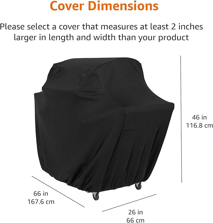 Amazon Basics Gas Grill Barbecue Cover for Outdoor, Waterproof, Anti-UV, Durable, 66 inch, Large, Black