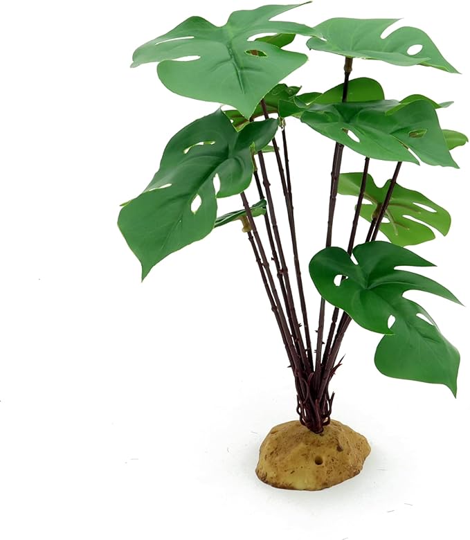 JIHAQUA Reptile Artificial Plants, Terrarium Decorations, Reptiles Amphibians Tank Accessories, Monstera