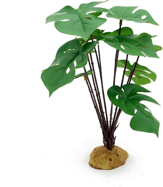 JIHAQUA Reptile Artificial Plants, Terrarium Decorations, Reptiles Amphibians Tank Accessories, Monstera