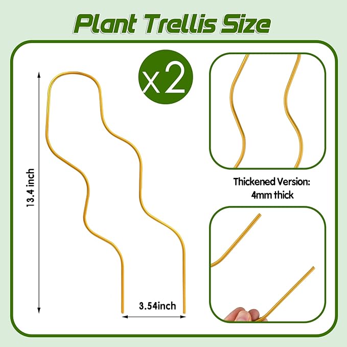 13.4 Inch Indoor Plant Trellis for Climbing Plants,Metal Trellis,Small Garden Trellis for Potted Plants,Plant Stakes for Indoor Plants Accessories Hoya,Flower,Plant Support (Wave-Metal)