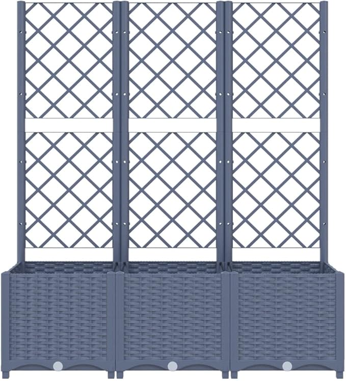 Garden Planter with Trellis, Trellis with Planter Box, Outdoor Raised Garden Bed for Climbing Plants, Raised Garden Bed Garden Planter Box, Dark Gray 47.2"x15.7"x53.5" PP