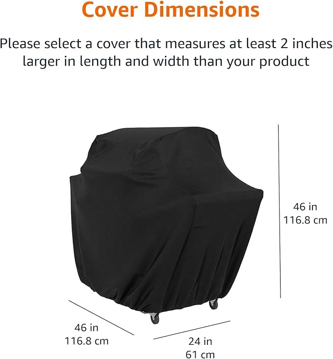 Amazon Basics Gas Grill Barbecue Cover for Outdoor, Waterproof, Anti-UV, Durable, 46 Inch, Small, Black
