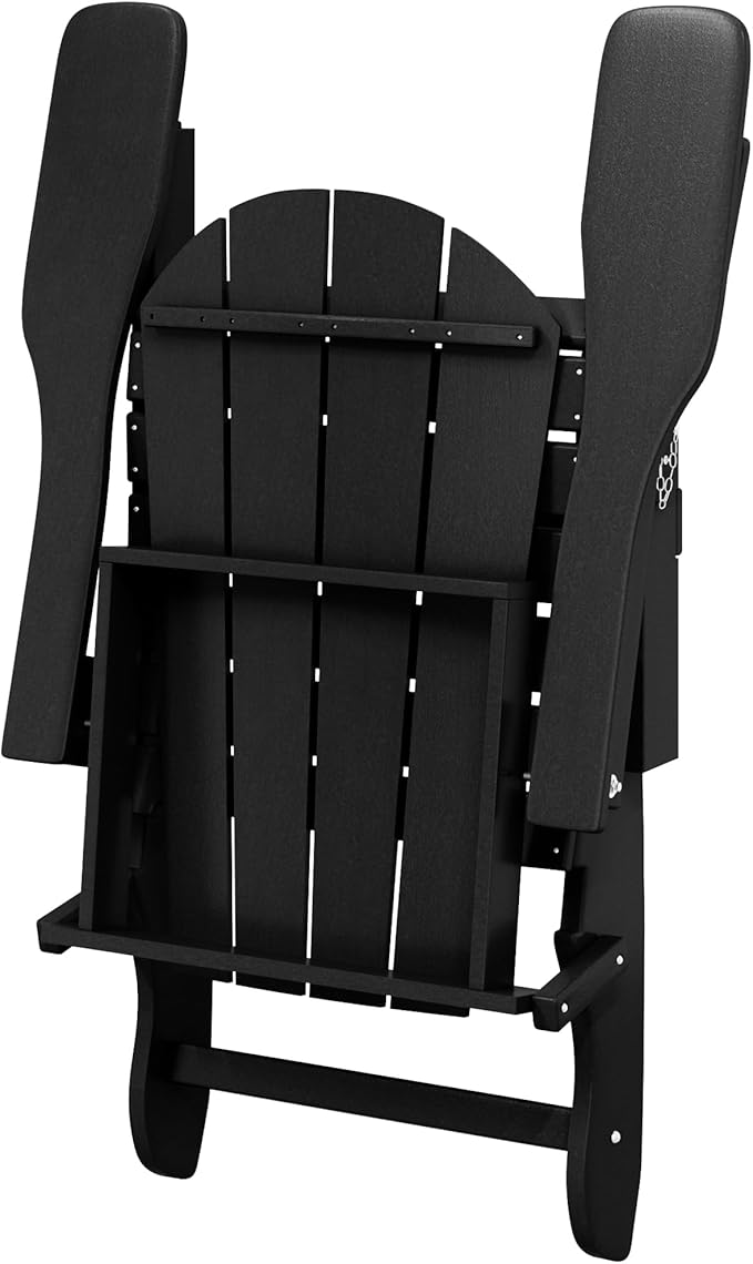 Westin Outdoors Laguna WO Home Furniture Adirondack Chair 4 PC Set Classic Outdoor Patio Folding Chair for Bon Fire Pit Lawn Backyard Beach Plastic Weather-Resistant (Black)