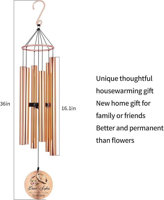 Personalized Wedding Gifts Wind Chime, Wedding Gift for Newlywed Couple 2025, Bridal Shower Gifts for Guests, Celebrate Bride Groom Husband Wife Engagement Gift Anniversary, 36inch and 42inch