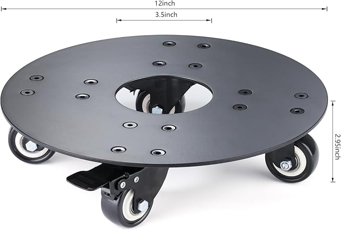 Plant Stand with Wheels,3.0mm Thick Aluminum Alloy Plant Caddy with Wheels Heavy Duty, Rolling Plant Stand Holds 12 Inch and 500lbs(Black)
