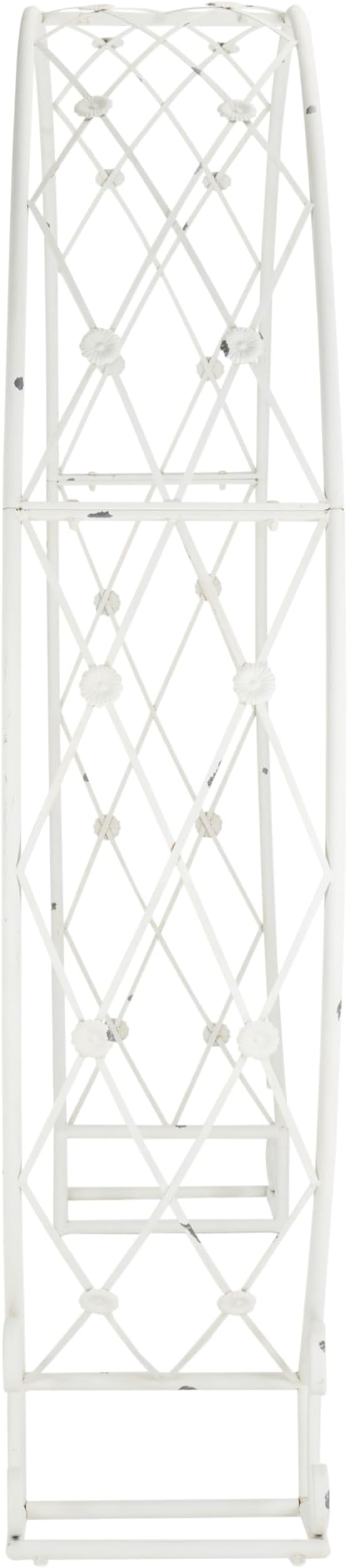 SAFAVIEH Outdoor Collection Mizell Antique White Lattice Wrought Iron Moon Gateway Arbor