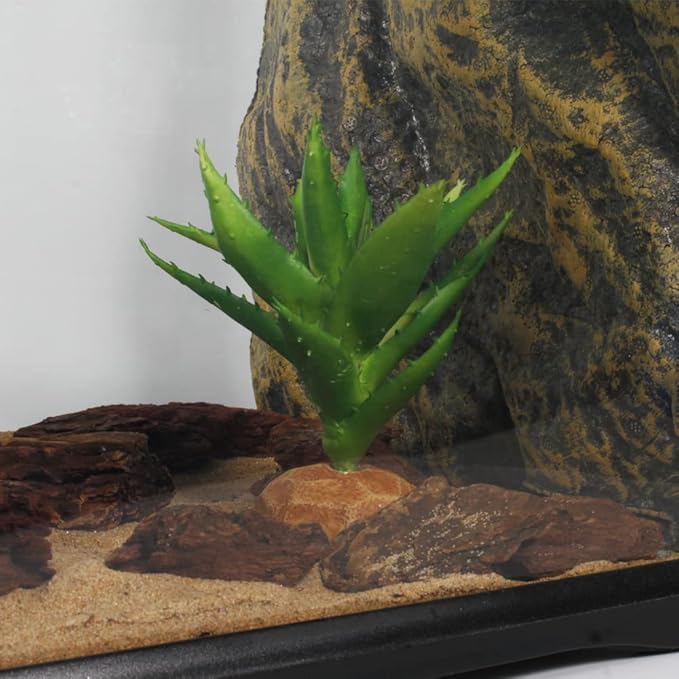 Fake Aloe Vera Plants, Reptile Decor for Terrarium, Crested Gecko Tank Accessories fit Leopard Gecko Bearded Dragon Lizard Chameleon Snake