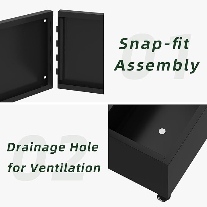 Casaphoria Metal Raised Garden Bed with Trellis and Wheels, 72"x47" Planter Box for Climbing Plants, Vines & Vegetables, Features Drainage Holes, Helen &Spring