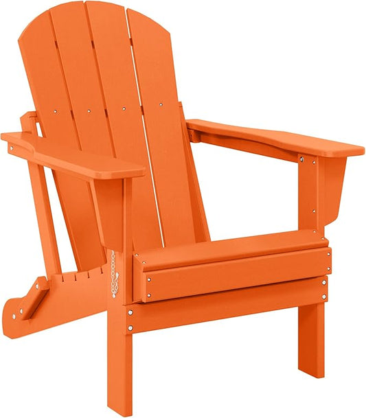 Westin Outdoors Laguna WO Home Outdoor Adirondack Folding Chair Lounger Seat Traditional Retro Home Furniture for Beach, Balcony, Backyard, Lawn, Patio, Pool, Deck, Garden (Orange)