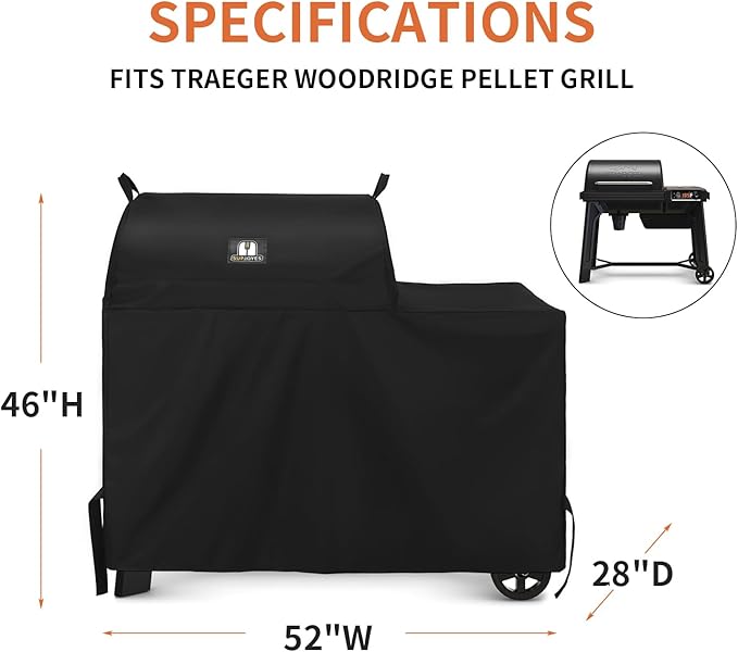 SUPJOYES Grill Cover for Traeger Grills BAC761 Woodridge Pellet Grill, Full-Length All Weather Accessory for Smoker TFB86MLH