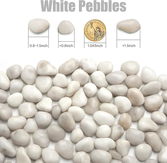 1 Pack 5 Lbs Random Color River Rocks for Plants,0.8-1.5 Inch Decorative Ornamental Pebbels, High Polished Stones for Garden Landscaping, Smooth Gravel Filler, Succulents, Fish Tank, White/Yellow