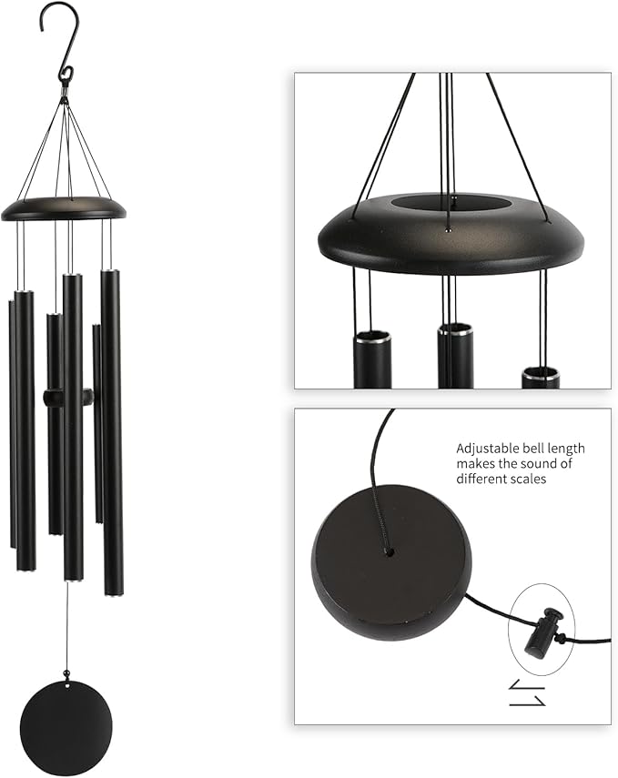 Large 40" Wind-Chimes-Outdoor-Deep-Tone, Soothing Melodic Tones Windchimes, Wind Chimes for Outside, Black Memorial Wind Chime Best Gift for Mom Women Grandma Neighbors