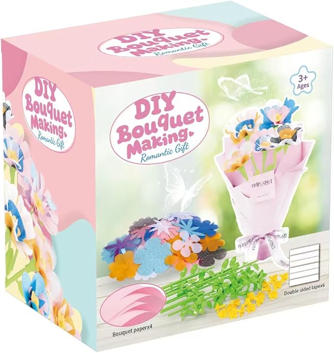 JUMP PASS BY DIY Fabric Flower Bouquets Toys for Kids Refill Kit - Arts & Crafts Toy Accessories-Flower Press Kit Accessories