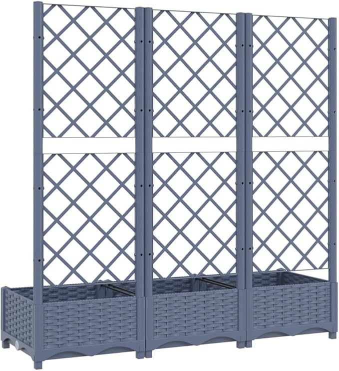 Garden Planter with Trellis, Trellis with Planter Box, Outdoor Raised Garden Bed for Climbing Plants, Garden Planter Box, Dark Gray 47.2"x15.7"x47.8" PP