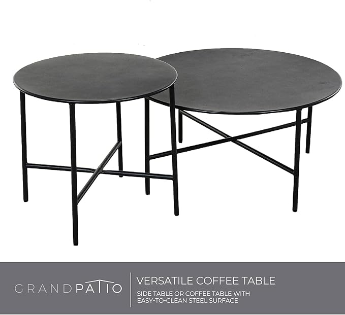 Grand patio 5-Piece Outdoor Wicker Patio Conversation Set with Cushions and Coffee Tables, Boho Wicker Seating Set for Indoor Outdoor, Balcony, Porch, Garden, Deck