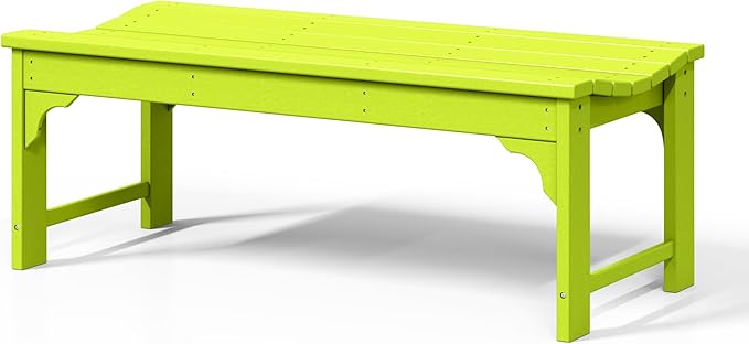 WestinTrends Malibu Outdoor Bench, All Weather Resistant Poly Lumber Backless Patio Garden Bench, Adirondack Curved Bench Seat for Comfort, Lime